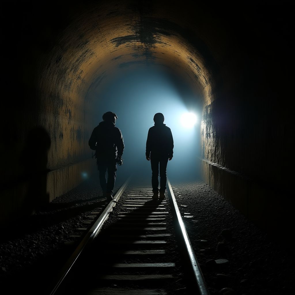 Founders of Hidden Corners of Sydney exploring abandoned tunnel