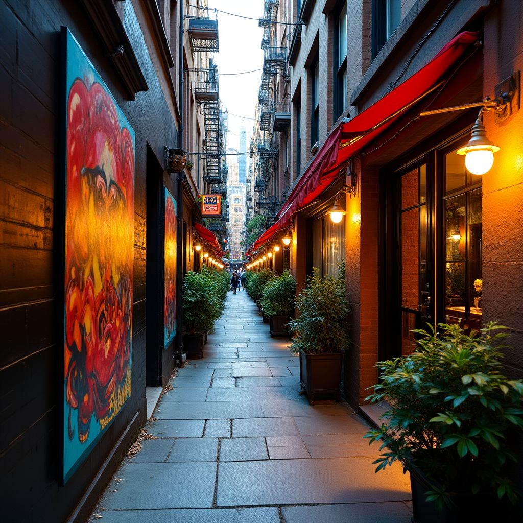 Secret laneway in Sydney with street art and cafes